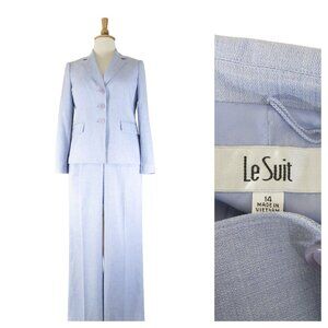 Le Suit Plus Size Solid Periwinkle Blue Pant Suit 14 Formal Business Career
